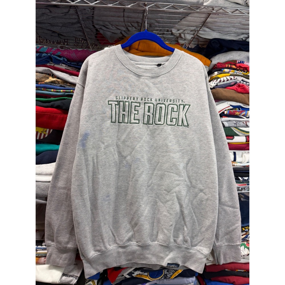 CI Sport Slippery Rock University The Rock Sweatshirt Gray Mens Large 23x30